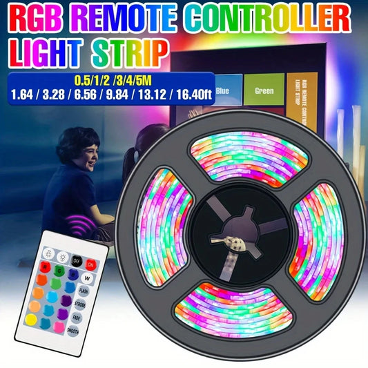 2/10M 2835 USB LED Strip Light RGB 24-key Remote Control Flexible Lamp Tape Lights Ribbon TV Desktop Screen Backlight Diode